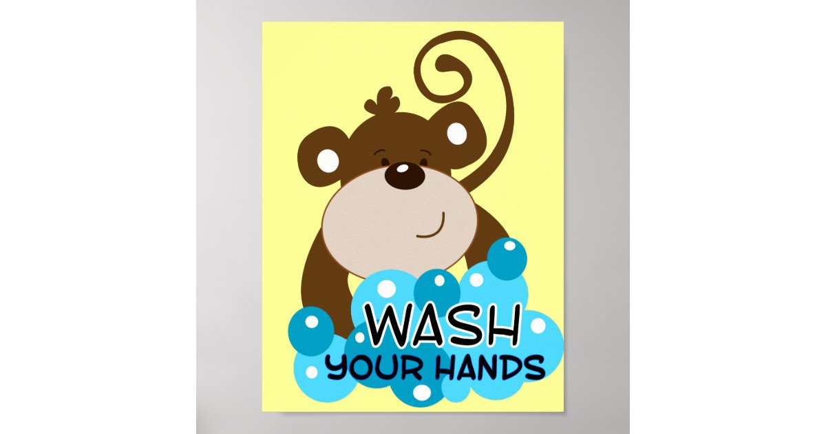 Waschen Sie Ihre Hände Affe Badezimmer Kunst Poster | Zazzle.at