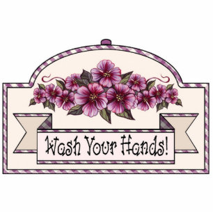 "Waschen Sie Ihre Hände!" - Dekoratives Zeichen - Fotoskulptur Ornament