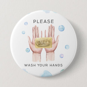 Waschen Sie Ihre Hände Wasserfarbe Illustration Button