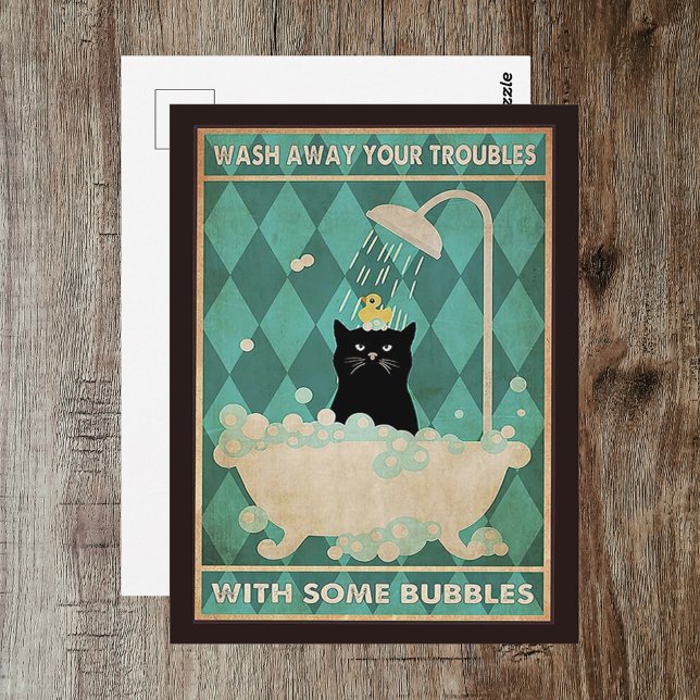 Waschen Sie Ihre Probleme ab - Niedliche Katzen we Postkarte (Wash Away Your Troubles - Cute Cat Get Well Postcard
)