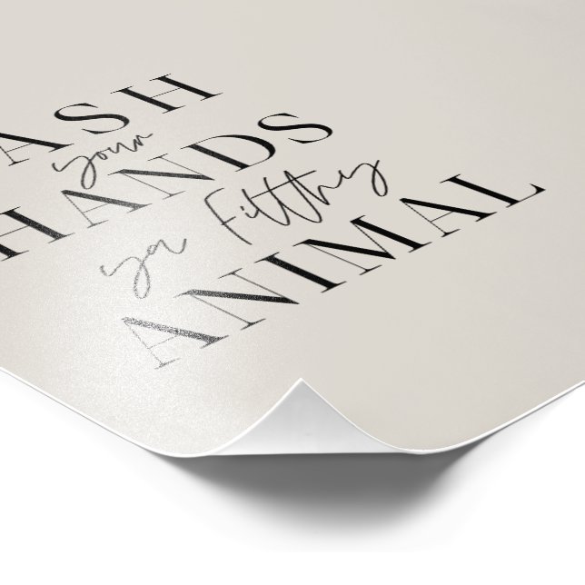 Waschen Sie sich die Hände ya filtrierendes Tier Fotodruck (Ecke)