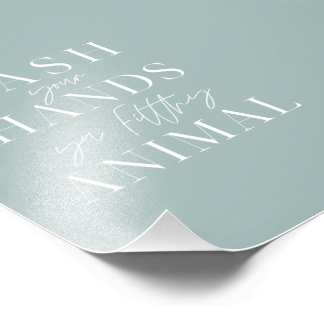 Waschen Sie sich die Hände ya filtrierendes Tier Fotodruck (Ecke)