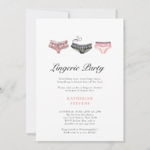 Wäscheparty Rosa Schwarze Spitze Chic Brautparty Einladung
