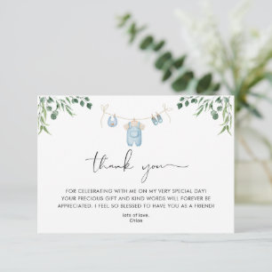 Wäscherei Blue Greenery Baby Dusche Dankeskarte