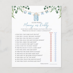 Wäscherei Blue Greenery Baby Shower Game