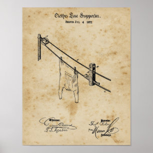 Wäscherei Kleidung Linie Blueprint Art Poster