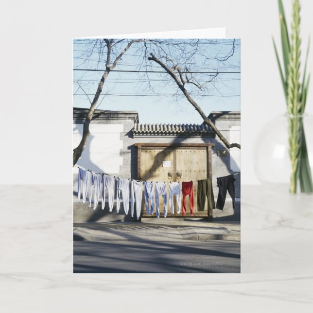 Wäscherei-Trockner auf Wäscheleinen Karte (Vorderseite)
