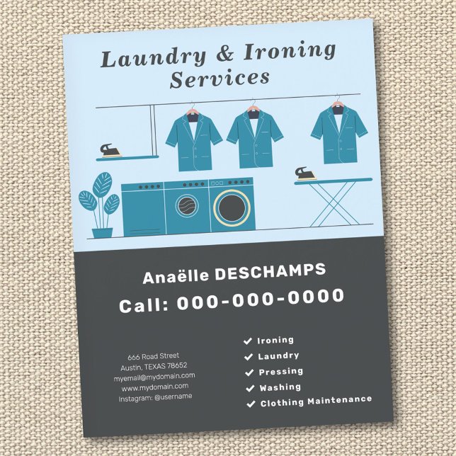 Wäscherei und Bügelservice Flyer (Laundry & Ironing Services Flyer)