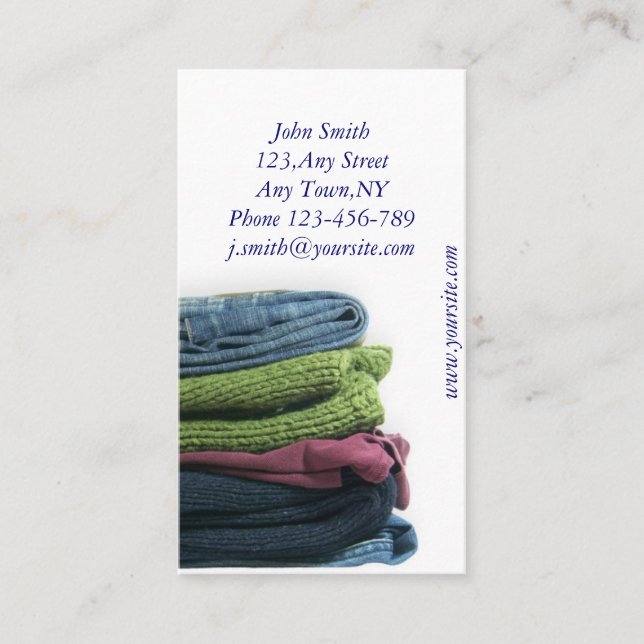 Wäscherei-Visitenkarte-Schablone Visitenkarte (Vorderseite)