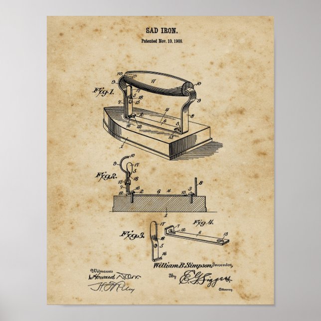 Wäscherei Wanddekoration Kleidung Eisen Blueprint  Poster (Vorne)