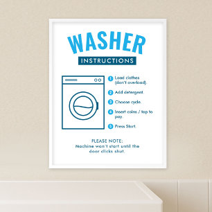 Wäscherei Waschmaschinen-Anleitung Wand Schild Pos