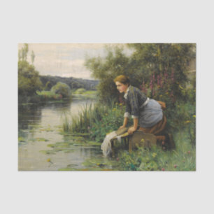 Wäscherin am Wasser von Daniel Knight Seidenpapier