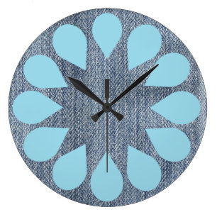 Wäscheservice Denim Spin Cycle Große Wanduhr