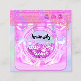 Wäscheservice QR-Code-Holograph Quadratische Visitenkarte