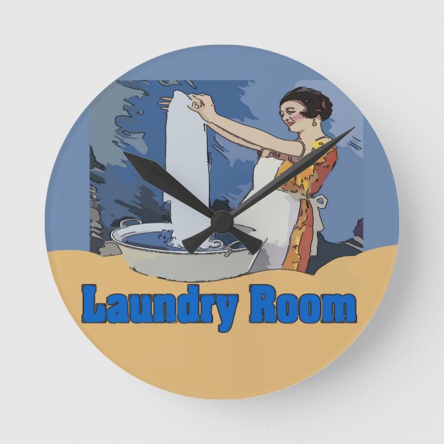 Wäscheservice Runde Wanduhr (Vorderseite)