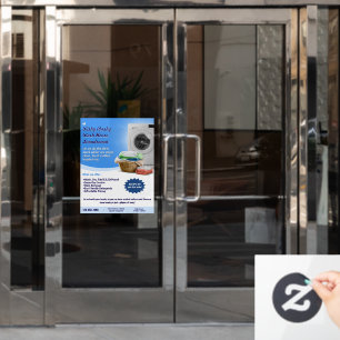 Wäscheservice von Laundromat waschen und falten an Fensteraufkleber