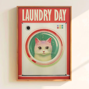 Wäschetag Kunst Druckbar Lustige Badezimmer Wandku Poster
