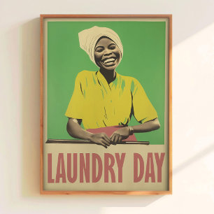 Wäschetag Wandkunst Retro-Badezimmer-Kunst Wäscher Poster