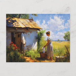 Wäschewechsel durch die Hütte Feiertagspostkarte