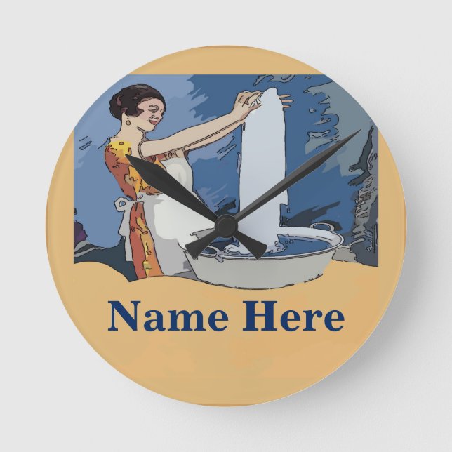 Waschküche-Uhr Runde Wanduhr (Vorderseite)