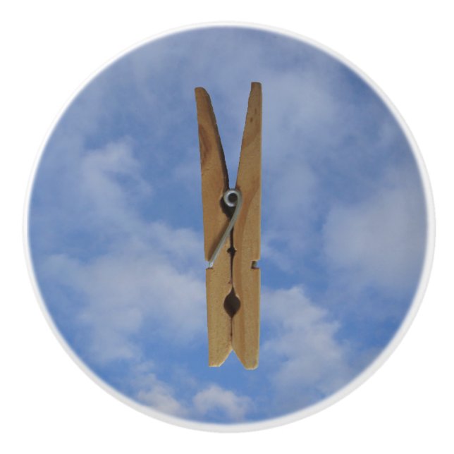Waschkücheclothespin-Himmel Keramikknauf (Vorderseite)