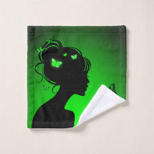 Waschlappen Grüne Schmetterlingsfrau