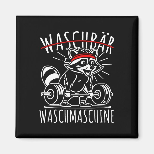 Waschmaschine Raccoon Fitness Bodybuildi Magnet (Vorne)