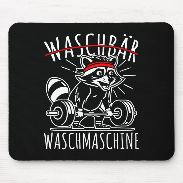 Waschmaschine Raccoon Fitness Bodybuildi Mousepad (Vorne)