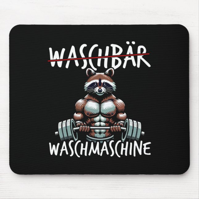 Waschmaschine Raccoon Fitness Bodybuildi Mousepad (Vorne)