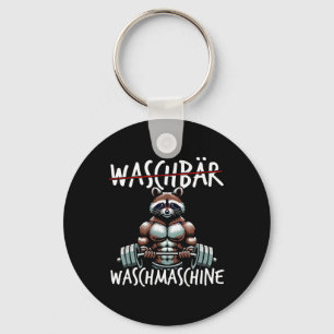 Waschmaschine Raccoon Fitness Bodybuildi Schlüsselanhänger