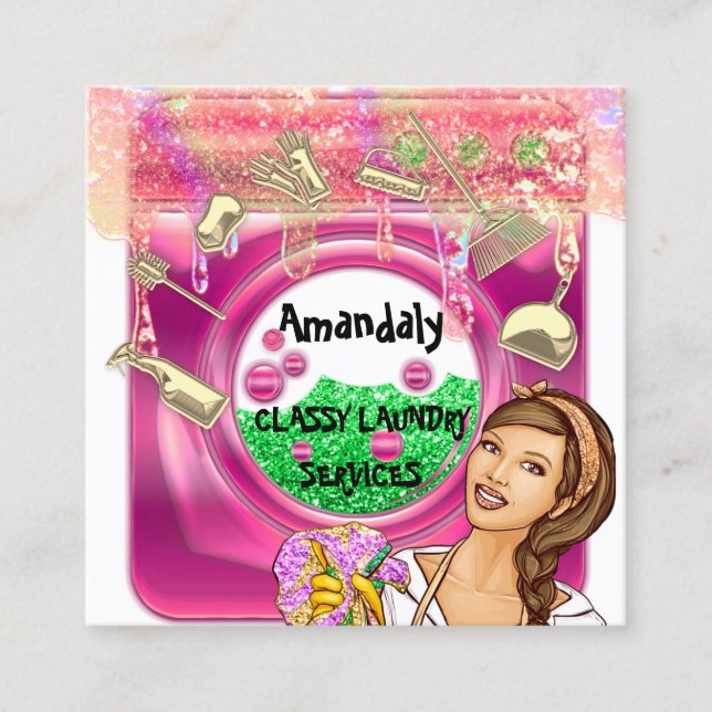 Waschmaschine - Reinigungsservice QR-Logo Quadratische Visitenkarte (Vorderseite)