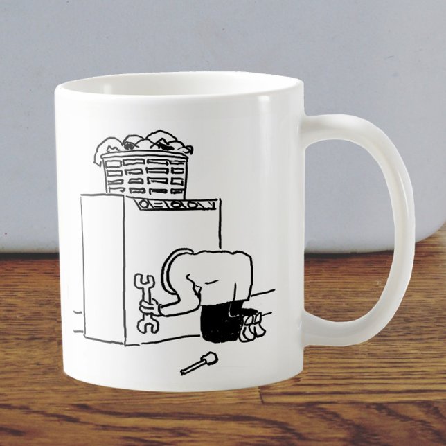 Waschmaschine Reparatur Mann Kaffeekocher Tasse (Von Creator hochgeladen)