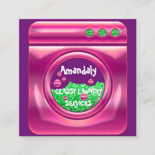 Waschmaschine Zuhause Reinigung QR-Code Rosa Quadratische Visitenkarte