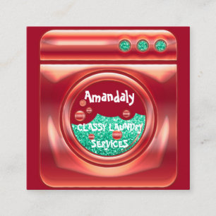 Waschmaschine Zuhause Reinigung QR-Code Rot Quadratische Visitenkarte