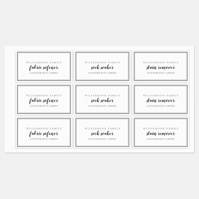 Waschmittel Schwarz/Weiß Etiketten (Blatt)