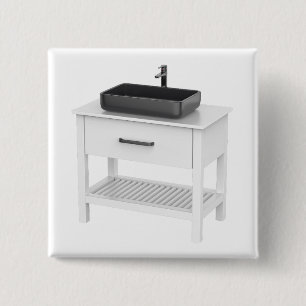 Waschtischunterschrank mit Waschbecken und Wasserh Button