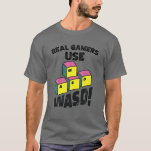 WASD Funny Desktop Pc Video Gamer Gaming Retro Vin T-Shirt