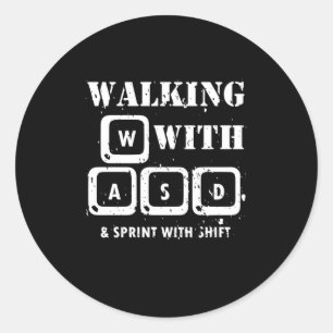 WASD - Minimalistischer PC-Gamer-Tastatur-Aufklebe Runder Aufkleber