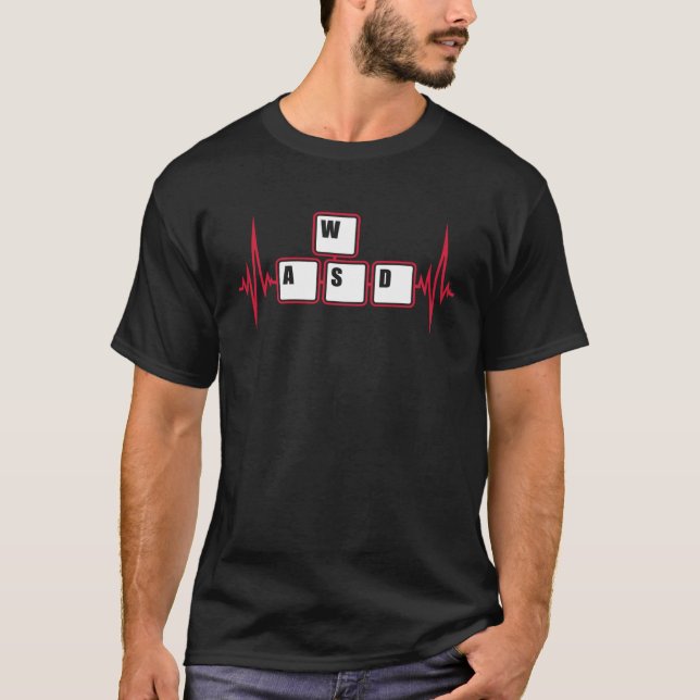 WASD Pulse Keys Heartbeat Gamer Frequency Fun Comp T-Shirt (Vorderseite)