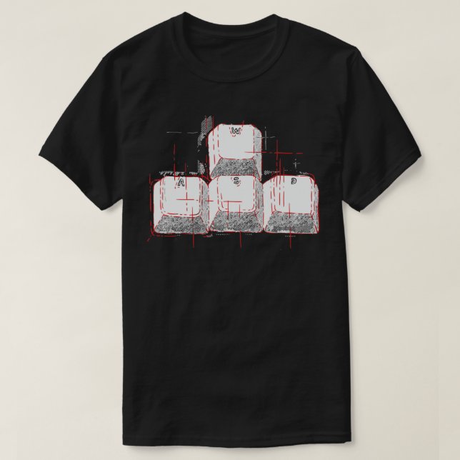 WASD-Tasten Computerspiele-PC-Gamer T-Shirt (Design vorne)