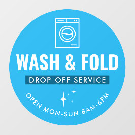 Wash and Fold Service Laundry Dry Cleaners Blue Fensteraufkleber