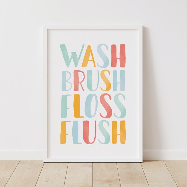 Wash Brush Floss Blush Farbenfrohe Badezimmer Poster (Von Creator hochgeladen)