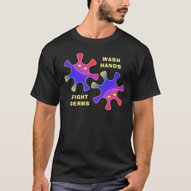 Wash-Hände kämpfen Germe Funny Viral Bugs T-Shirt (Vorderseite)