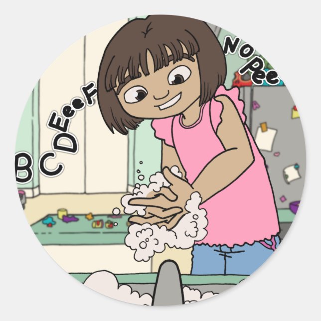 Wash Hands Runder Aufkleber (Vorderseite)