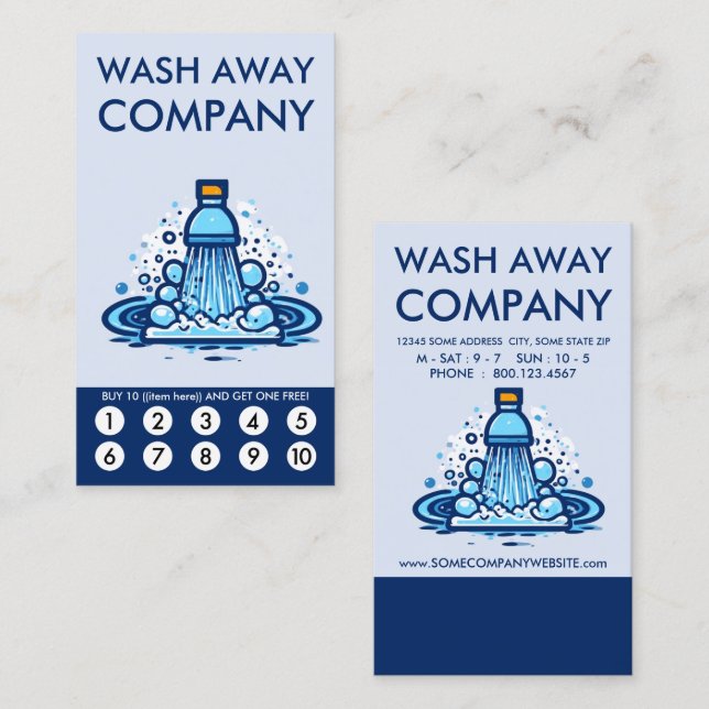 Wash Loyalty Punch Card Treuekarte (Vorne/Hinten)