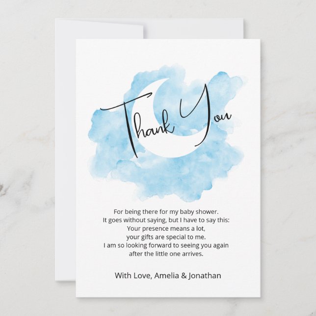 Wash Watercolor Celestial Flat Danke Karte (Vorderseite)