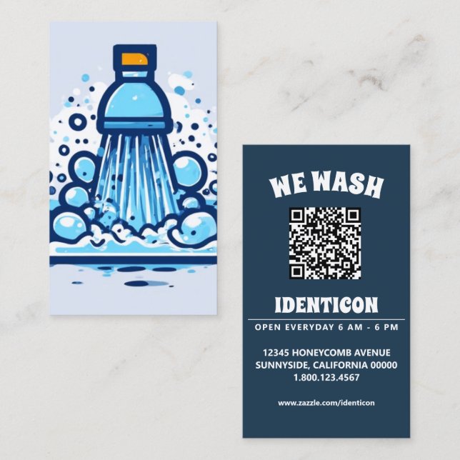 WASH with QR code Visitenkarte (Vorne/Hinten)