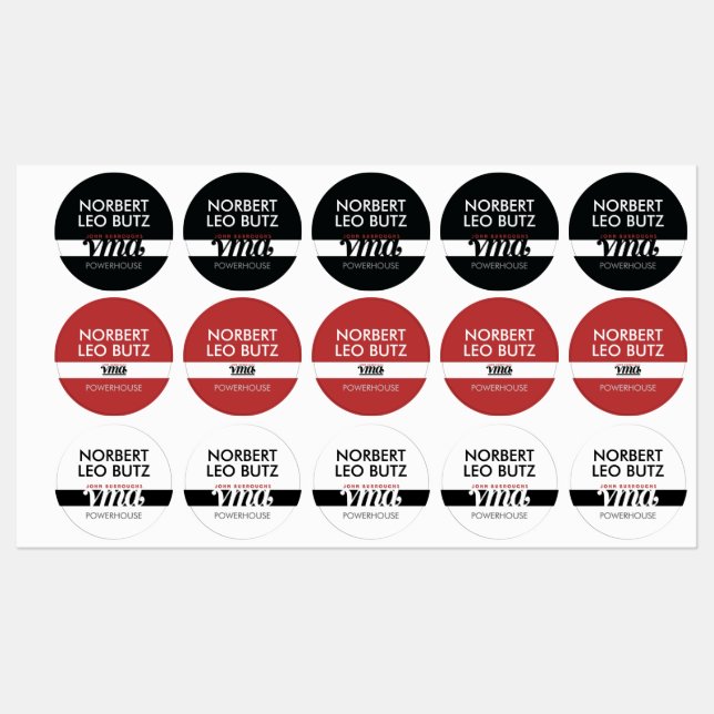 Washable Waterproof Sticker Label Black Red White (Blatt)