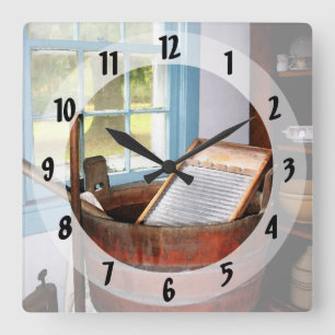 Washboard Quadratische Wanduhr