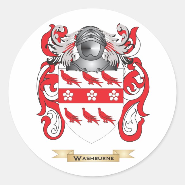 Washburne-Familienwappen (Wappen) Runder Aufkleber (Vorderseite)